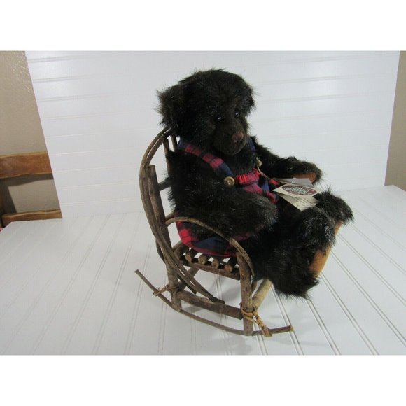 New Ganz Webb Jointed Bear Rustic Handmade Willow Rocking Chair Christy … - Picture 3 of 12